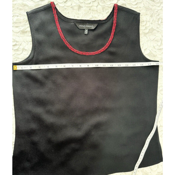 Ming Wang 2 Piece Set Womens Medium Red And Black Studded Tank Jacket Set Knit - Picture 7 of 14